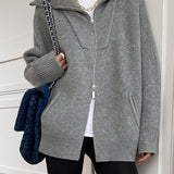 Casual oversized cardigan med åben krave