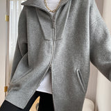 Casual oversized cardigan med åben krave