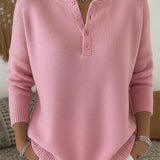 Helena | Striksweater med Henley-knaplukning