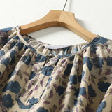 Elise Blomstret Bomuld-Lin Top