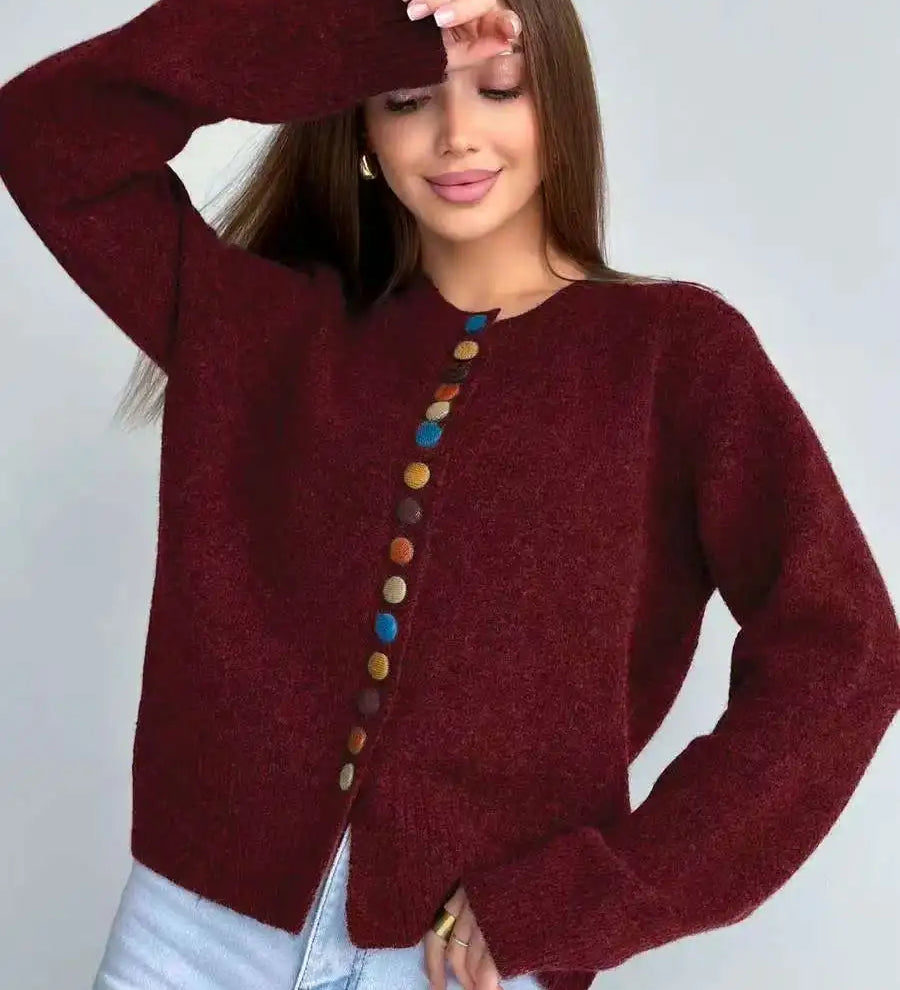 Noelle | Strikket cardigan med farverige knapper