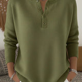 Helena | Striksweater med Henley-knaplukning