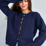Noelle | Strikket cardigan med farverige knapper