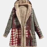 Scarlet | Bourgogne Geometrisk Sherpa Frakke