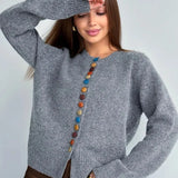 Noelle | Strikket cardigan med farverige knapper