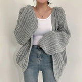 Strikket cardigan med oversized ærmer