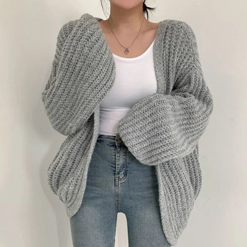 Strikket cardigan med oversized ærmer