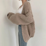 Strikket cardigan med oversized ærmer