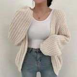 Strikket cardigan med oversized ærmer