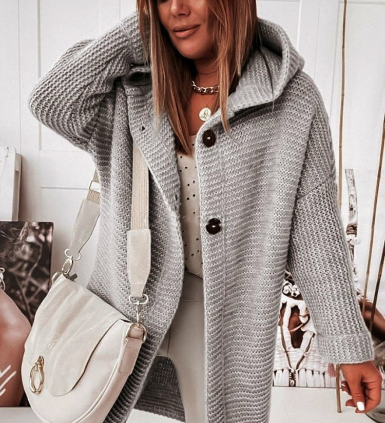 Oversized cardigan til kvinder med hætte