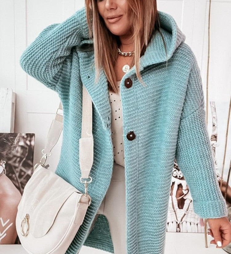 Oversized cardigan til kvinder med hætte