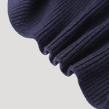 Marineblå strikket cardigan til kvinder med denimkant