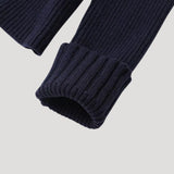 Marineblå strikket cardigan til kvinder med denimkant