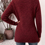 Marlowe™ | Burgund ribstrikket cardigan med taljeklips