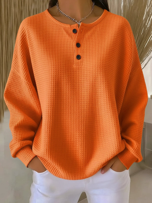Milagros | Henley-sweatshirt med vaffelstruktur