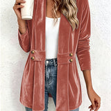 Sienna™ | Rust velour cardigan med taljeklips