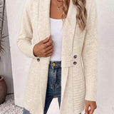 Rosalie™ | Creme ribstrikket cardigan med taljeklips