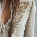 Genevieve | Ivory Broderet Blazer