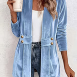 Delaney™ | Himmelblå velour cardigan med taljeklips