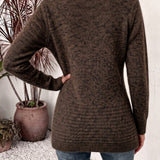 Camille™ | Chokoladebrun ribstrikket cardigan med taljeklips