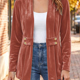 Sienna™ | Rust velour cardigan med taljeklips