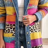 Delphine™ | Leopard Patchwork Denimjakke