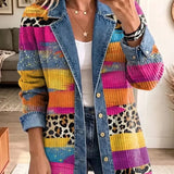 Delphine™ | Leopard Patchwork Denimjakke
