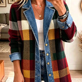 Effie™ | Colour Block Plaid Denimjakke