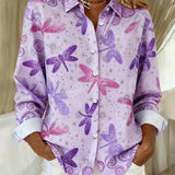 Lois | Bluse med sommerfugleprint og knapper