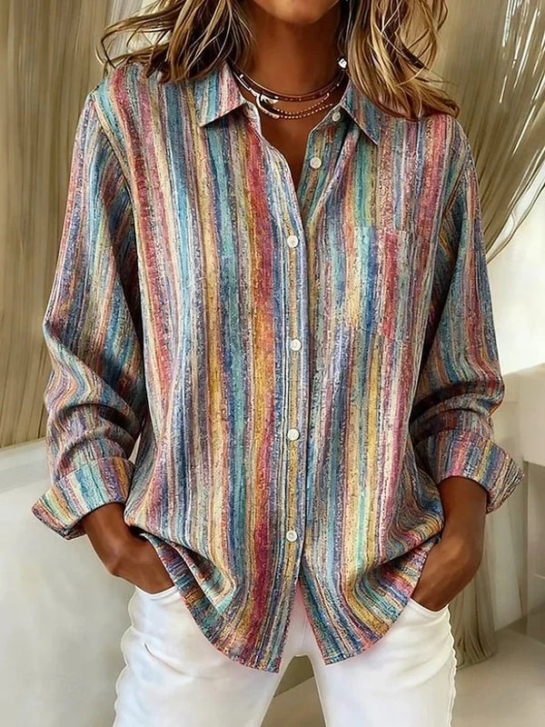 Caroline | Vintage stribet skjortebluse