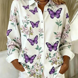 Lois | Bluse med sommerfugleprint og knapper