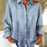 Thelma | Bluse med efterårsblade og knapper