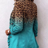 Elspeth | Blazerjakke med flæser og leopard-ombré