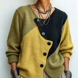 Artistic Cozy Asymmetric Color-block Knit Sweater