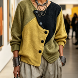 Artistic Cozy Asymmetric Color-block Knit Sweater