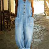 Zoe | Vintage-Wash Denim Jumpsuit