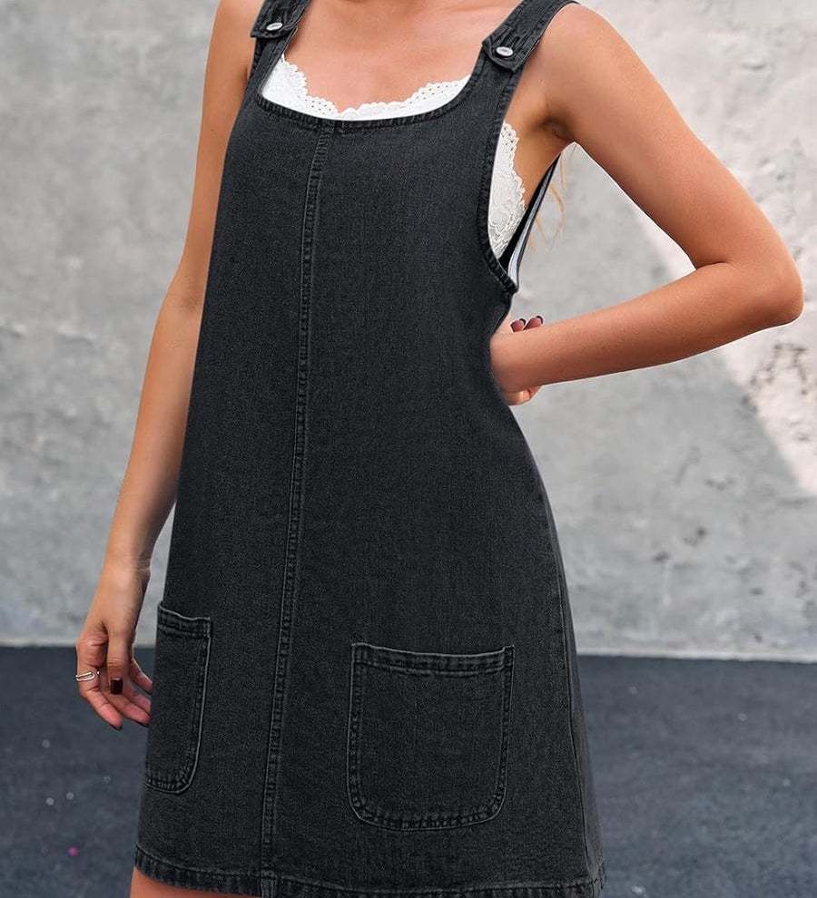 Daisy | Afslappet denim-kjole med forklæde