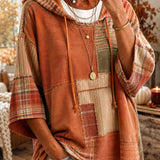Sorina | Autumn-Toned Patchwork Oversized Hoodie
