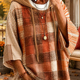Simona | Autumn-Toned Patchwork Oversized Hoodie