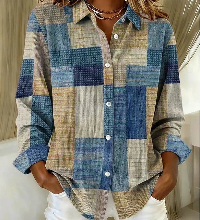 Deanna | Farveblok-patchworkbluse