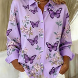 Lois | Bluse med sommerfugleprint og knapper
