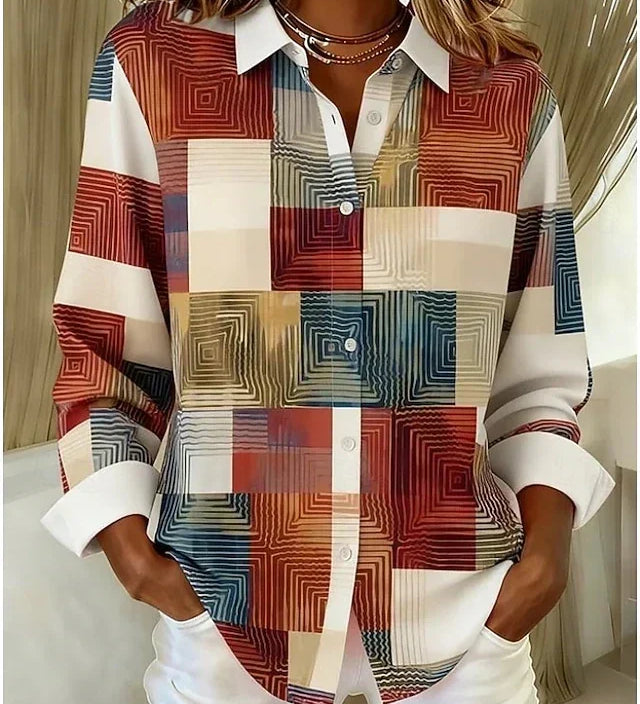 Deanna | Farveblok-patchworkbluse